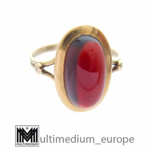Jugendstil 585 Gold Granat Ring Cabochon Art Nouveau garnet ring 14ct - Picture 1 of 4