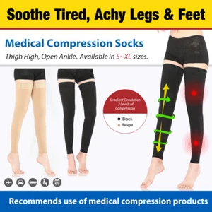 Thigh High Compression Sleeve Support Stockings Relief Swelling Medical Grade-Ⅱ - Picture 1 of 14