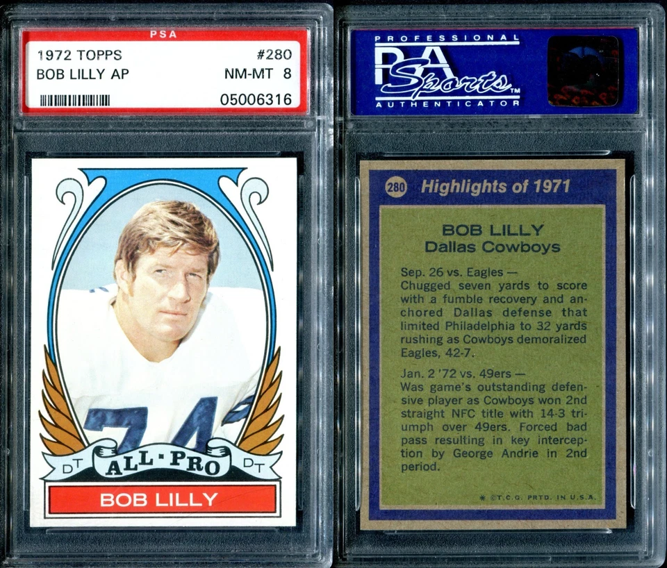 PSA 8 1972 Topps #280 Bob Lilly AP Dallas Cowboys - Image 1 of 1