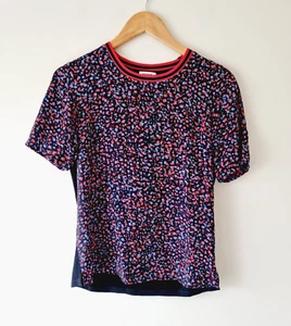 MARCS Silk Short Sleeve Spotty Tee Jersey Back SIZE SMALL top blue red black - Picture 1 of 5