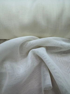 Cream, Weighted Sheer Fabric, Polyblend, W300cm 6 Metres @ £15 Per Metre - Image 1 of 4