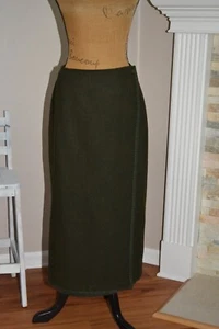 G.H.BASS Vintage Army green Wool blend Long wrap skirt, Unique stitching, sz 8 - Picture 1 of 9