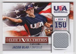 2014 Panini Elite Extra Edition USA Baseball 15U Game Jerseys Jacob Blas Gray - Picture 1 of 2