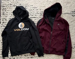 Lot of 2 Youth Boys Sweatshirt Hoodie Zipup Volcom Joes Black Red Size Large - Picture 1 of 6