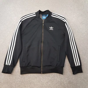 Adidas Mens Track Jacket Large Black Trefoil Firebird Original SST Tracksuit Top - Imagen 1 de 9