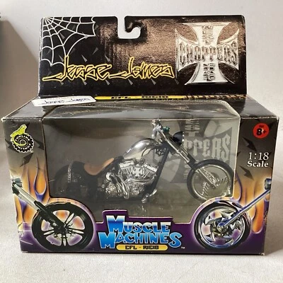 NIB Muscle Machines Black 1:18 Sca CFL-Rigid Jesse James West Coast Chopper - Image 1 of 4