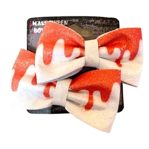 2 Halloween funkelnde blutige Zombie Schleifen Haar oder Krawatte mit Clip Vampir Neu - Bild 1 von 7
