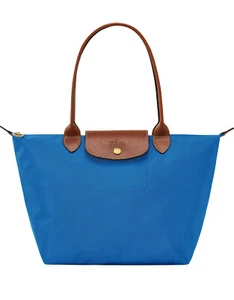NWT LONGCHAMP Le Pliage Medium Nylon Shoulder Tote Cobalt Blue 2605089 AUTHENTIC - Picture 1 of 16