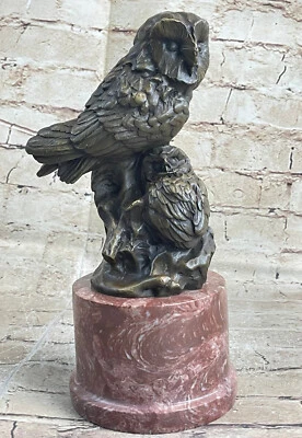 Animal Sculpture Two Owls signed by Milo Hot Cast Marble Base Figurine Sale - Imagem 1 de 4