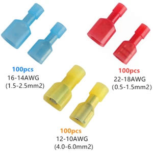 300pcs Fully Insulated Nylon Electrical Wire Spade Terminals Crimp Connectors - Picture 1 of 9