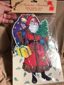 DE COLECCIÓN AÑOS 80 NUEVO Gibson Papel de Navidad DECORACIÓN TROQUELADA Papá Noel, Árbol Paquete Sellado - Imagen 1 de 6
