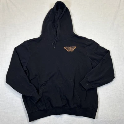 H&M Women's Black Hoodie with Brown Butterfly Embroidered Size XL - Image 1 of 4