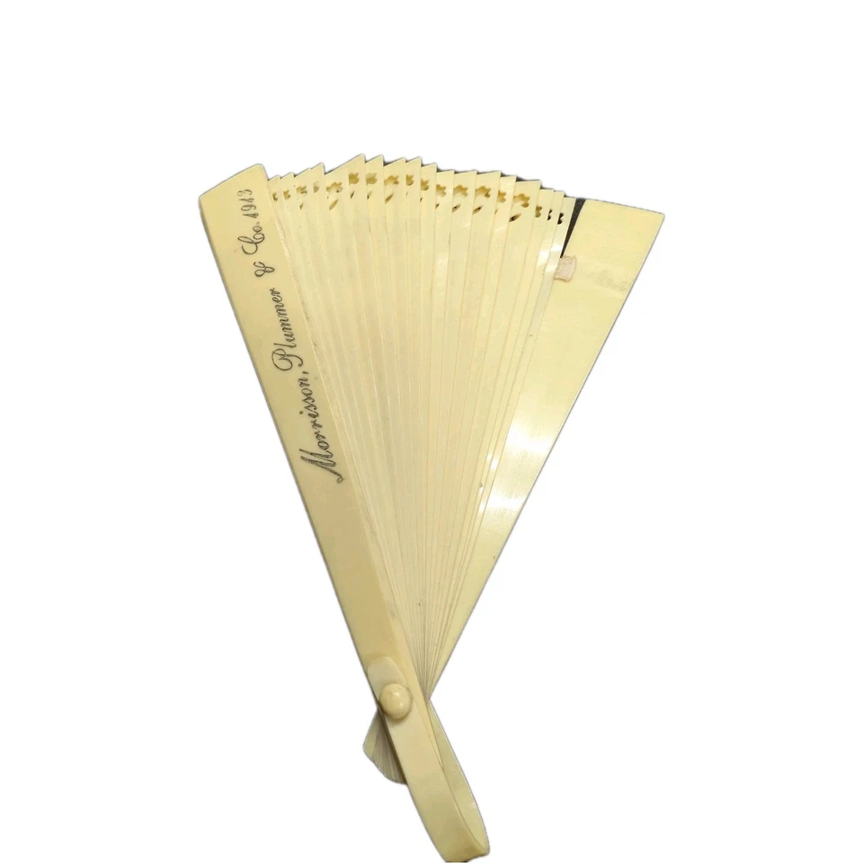 Антикварный целлулоидный рекламный вентилятор Morrisson Plummer - Изображение 1 из 4