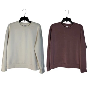 LOTE de 2 sudaderas pulóver de lujo con cuello redondo marrón marfil M Members Mark para mujer - Imagen 1 de 15