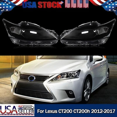 Headlight Lens Headlamp Covers Pair For Lexus CT200 CT200h 2012-2017 Left+Rigt Foto 1 de 4