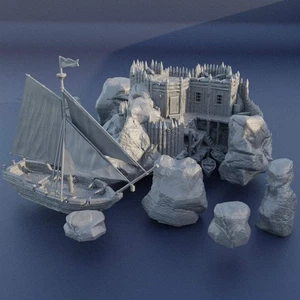 Small Pirate Cove | D&D TTRPG Playable 3D Printed Building Terrain Scenery | Min - Picture 1 of 14
