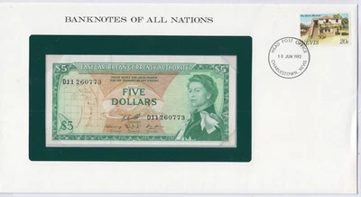 (FR1) Caraïbe - 5 Dollars - P14h2 - dans enveloppe 1er jour,  lartdesgents B1ERJ - Photo 1/2