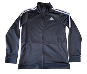 Adidas Track Jacket Youth Large Black Long Sleeve Full Zip High Neck Athletic - Picture 1 of 8