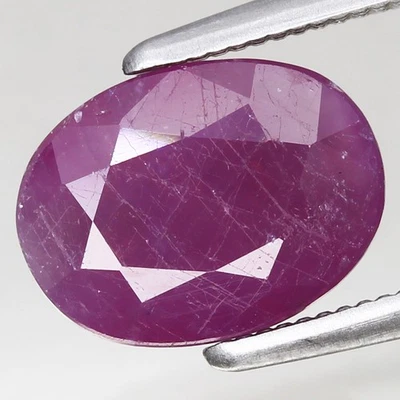 2.34ct  9x6.9mm Oval 100%Natural Unheated Purplish Red Ruby Guinea, Africa - Image 1 of 4