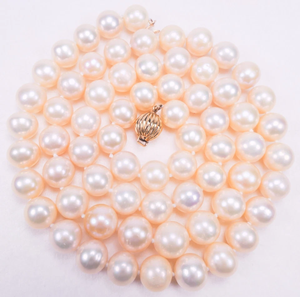 14K Gold 8.5-9mm Cultured Pearl Strand Necklace 14K Ball & Clasp 24.5" 61.5g - Image 1 of 4