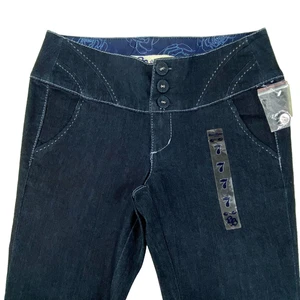 NEW Boom Boom Jeans Women's Sz 7 Blue Denim Pants Flare Wide Waist Stretchy NEW - Picture 1 of 7