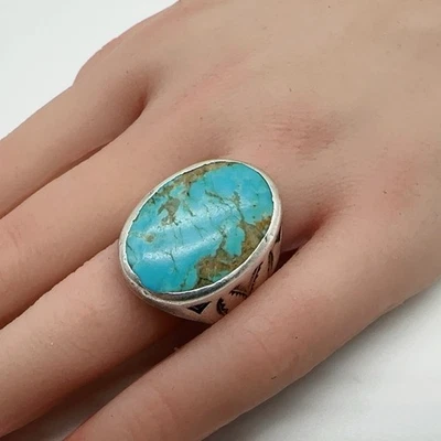 VTG Bell Trading Post Native Sterling Silver Turquoise Sz-10.75 Ring 13.5g #bgn - Image 1 of 4