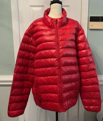 Polo Ralph Lauren 男式红色可打包光泽羽绒夹克尺寸 XXL 全新无标签设计师 — 第 1/4 张图片