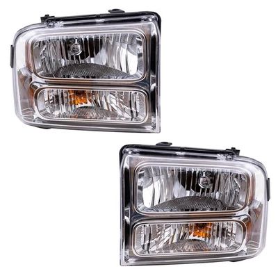 Fits 2005 Excursion Headlight w/ Chrome Bezel Set 6C3Z13008BB FO2502217 Foto 1 de 4