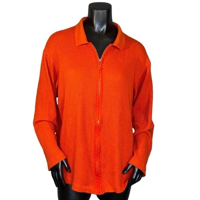 Chaqueta deportiva Forenza vintage años 80 estilo waffle tejida cremallera completa para mujer talla grande Foto 1 de 4