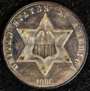 1860 Three Cent Silver VF details - Picture 1 of 2