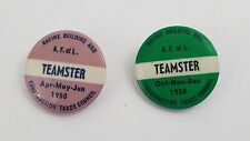1950 Lot Of 2 Teamsters Union Racine Construction Pinback Button Pin Vintage  H1