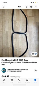 Ford Escort MK3/MK4 RS Turbo Window Rubber Kit Perfect Fit - Picture 1 of 3