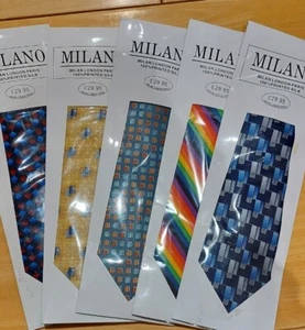 Milano 100% printed Silk Tie 9cm Width - Picture 1 of 6