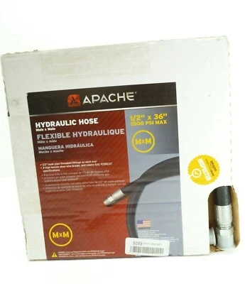 Apache 1/2" x 36" 2-Wire 3500 PSI Flexible Hydraulic Hose 2-Male Pipe #98398312 - Image 1 of 4