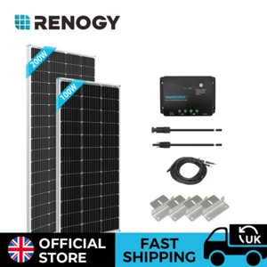 Renogy 100W 200W Solar Panel Kit 12V 30A Controller Mono RV Van Motorhome Boat - Picture 1 of 35