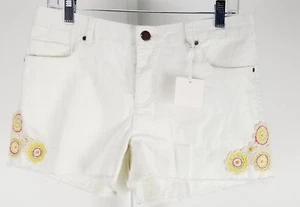 Lauren Conrad Womens Shorts Size 6 White Floral Crochet Raw Edge Detail Denim - Picture 1 of 5