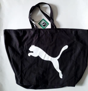 PUMA Canvas Large Tote Shoulder Shopper Beach Bag Black - Picture 1 of 3