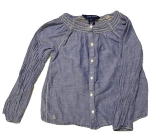 Ralph Lauren Girl's Button Down Shirt Blouse - Size 6, Blue Denim Colored - Picture 1 of 7
