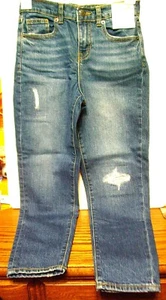 CAT & JACK HIGH RISE STRAIGHT ANKLE LENGTH DISTRESSED BLUE JEANS SIZE 10 SLIM - Picture 1 of 2