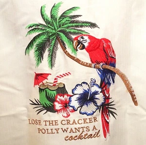 NWT Caribbean Embroidered Panelback Shirt Polly Wants A Cocktail XL - Picture 1 of 5