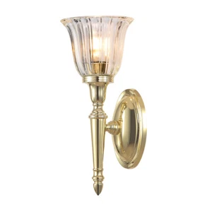 IP44 Wall Light Tulip Shaped Glass LED Included Polished Brass LED G9 3.5W - Picture 1 of 1
