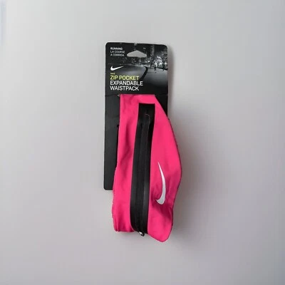 NIKE Unisex Bolsillo con Cremallera Cintura Expandible Color Rosa/Negro - ¡Nuevo Con Etiquetas! Foto 1 de 3