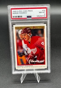 1990 O-Pee-Chee OPC Hockey Premium #30 Sergei Fedorov RC Rookie HOF PSA 8 - Picture 1 of 2