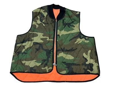 Hunting Vest Mens 3xl Camouflage Reversible Orange Quilted USA - Image 1 of 4