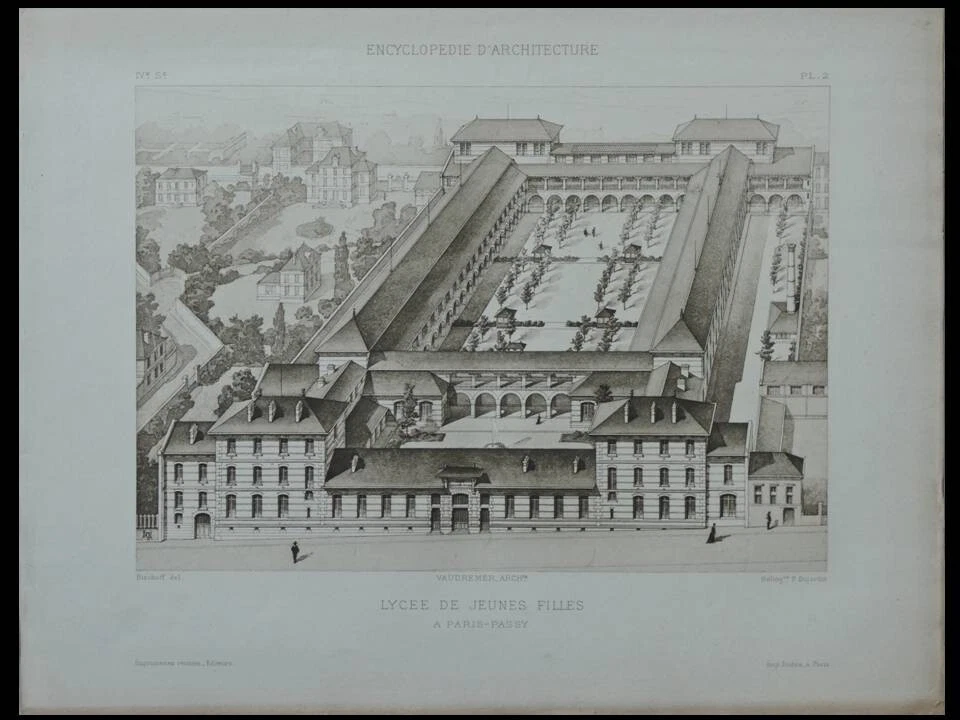 ENCYCLOPEDIE D'ARCHITECTURE n°1 1888 LYCEE MOLIERE, PARIS, 71 RUE DU RANELAGH - Photo 1/2