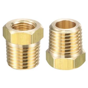 Brass Pipe Fitting Reducer Adapter 1/4" NPT Male x 1/8" NPT Female, 2pcs - Picture 1 of 5