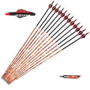 12Pcs 30''Carbon Arrows OD 7.8mm Sp500 Archery for Recurve Bow Hunting Practice - Picture 1 of 11