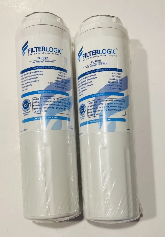 Filterlogic FL-RF07 fits maytag ukf8001 Refrigerator filter water 2-lot sealed - Image 1 of 4