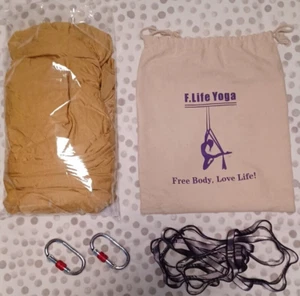 F.Life Unisex Adult Gold Silk Single/Dual Point Attachment Aerial Yoga Hammock - Picture 1 of 3
