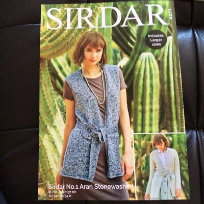 Sirdar No1 Stonewash Aran Ladies Jacket Knitting Pattern Sizes 32-54” 8273 - Image 1 of 3